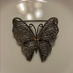 Elegant Black Butterfly Brooch